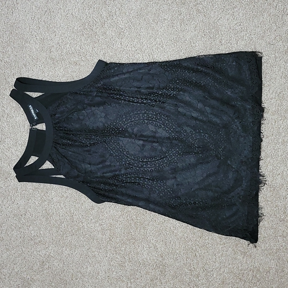 Black lace front tank top